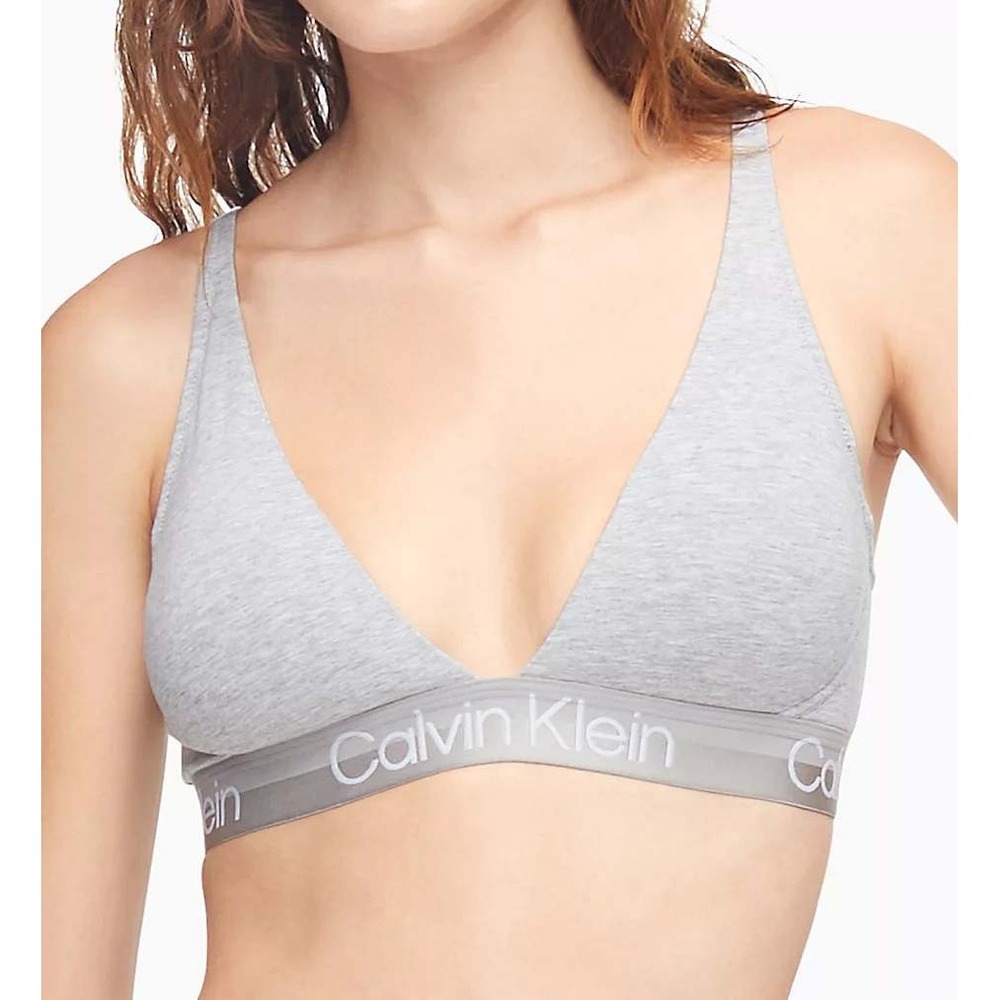 Calvin Klein Grey Cotton Bralette Bra Lounge Comfort Everyday Size M